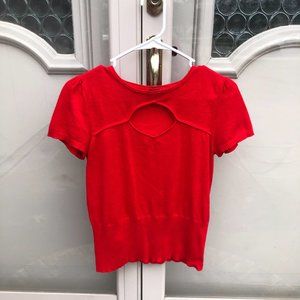 Cherry-Red Valentine Peephole Sweater (Small/5-6)